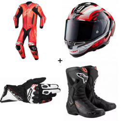 Комплект кожен екип ALPINESTARS GP PLUS V4 SPRINT RED FLUO - 4 части Комплект кожен екип ALPINESTARS GP PLUS V4 SPRINT RED FLUO - 4 части