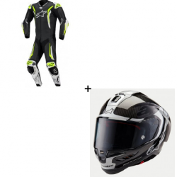 Комплект кожен екип ALPINESTARS GP TECH V5 FLUO BLACK/WHITE/FLUO YELLOW - 2 части