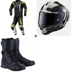 Комплект кожен екип ALPINESTARS GP TECH V5 FLUO BLACK/WHITE/FLUO YELLOW - 3 части