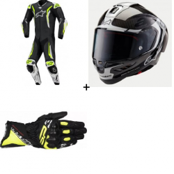 Комплект кожен екип ALPINESTARS GP TECH V5 FLUO BLACK/WHITE/FLUO YELLOW - 3 части