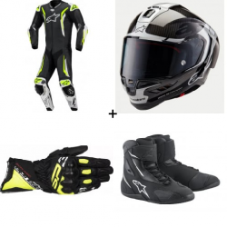 Комплект кожен екип ALPINESTARS GP TECH V5 FLUO BLACK/WHITE/FLUO YELLOW - 4 части