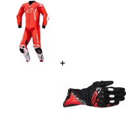 Комплект кожен екип ALPINESTARS GP TECH V5 FLUO RED/WHITE - 2 части