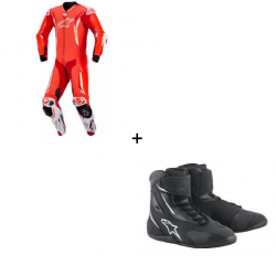 Комплект кожен екип ALPINESTARS GP TECH V5 FLUO RED/WHITE - 2 части