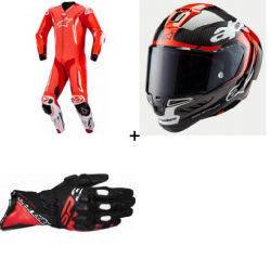 Комплект кожен екип ALPINESTARS GP TECH V5 FLUO RED/WHITE - 3 части