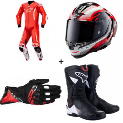 Комплект кожен екип ALPINESTARS GP TECH V5 FLUO RED/WHITE - 4 части