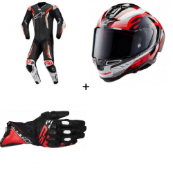 Комплект кожен екип ALPINESTARS GP TECH V5 BLACK/WHITE/FLUO RED - 3 части