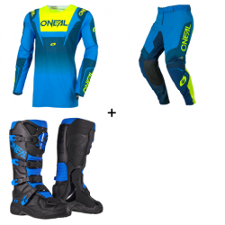 Комплект мотокрос блуза O'NEAL PRODIGY FIVE FIVE BLUE/NEON YELLOW V.26 - 3 части