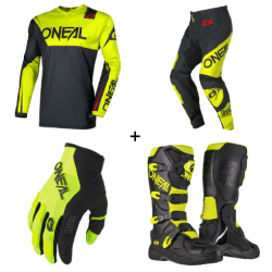 Комплект мотокрос блуза O`NEAL ELEMENT RACEWEAR BLACK/NEON YELLOW V.26 - 4 части