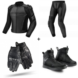 Комплект кожено мото яке SHIMA BANDIT 2.0 BLACK/BLACK - 4 части