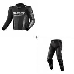 Комплект кожено мото яке SHIMA STR 2.0 BLACK - 2 части