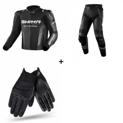 Комплект кожено мото яке SHIMA STR 2.0 BLACK - 3 части