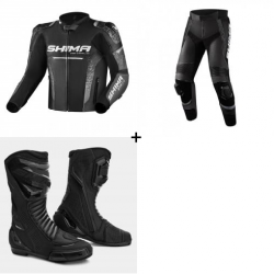 Комплект кожено мото яке SHIMA STR 2.0 BLACK - 3 части