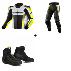 Комплект кожено мото яке SHIMA STR 2.0 FLUO - 3 части
