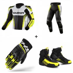 Комплект кожено мото яке SHIMA STR 2.0 FLUO - 4 части