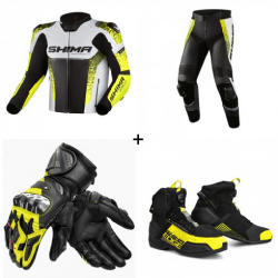 Комплект кожено мото яке SHIMA STR 2.0 FLUO - 4 части