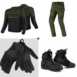 Комплект текстилно мото яке SHIMA DRIFT BLACK/KHAKI - 4 части