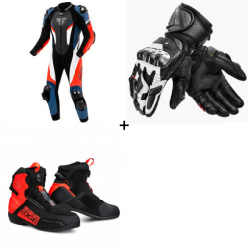 Комплект кожен екип SHIMA HYPER-RS WHITE/BLUE - 3 части Комплект кожен екип SHIMA HYPER-RS WHITE/BLUE - 3 части