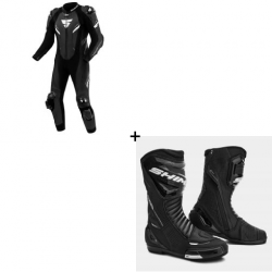 Комплект кожен екип SHIMA HYPER-RS BLACK/WHITE - 2 части