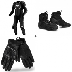 Комплект кожен екип SHIMA HYPER-RS BLACK/WHITE - 3 части