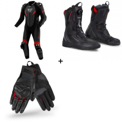 Комплект кожен екип SHIMA HYPER-RS BLACK/RED - 3 части Комплект кожен екип SHIMA HYPER-RS BLACK/RED - 3 части