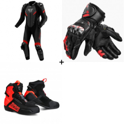 Комплект кожен екип SHIMA HYPER-RS BLACK/RED - 3 части