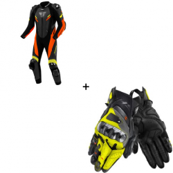 Комплект кожен екип SHIMA HYPER-RS BLACK/FLUO RED - 2 части