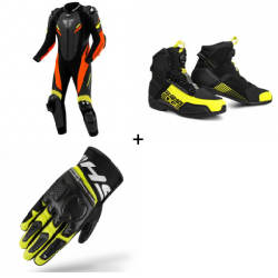 Комплект кожен екип SHIMA HYPER-RS BLACK/FLUO RED - 3 части