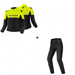 Комплект дамско мото яке SHIMA DRIFT BLACK/YELLOW FLUO - 2 части