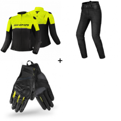 Комплект дамско мото яке SHIMA DRIFT BLACK/YELLOW FLUO - 3 части