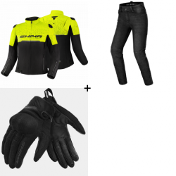 Комплект дамско мото яке SHIMA DRIFT BLACK/YELLOW FLUO - 3 части