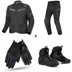 Комплект текстилно мото яке SHIMA ALPHA BLACK - 4 части