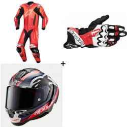 Комплект кожен екип ALPINESTARS GP PLUS V4 SPRINT RED FLUO - 3 части Комплект кожен екип ALPINESTARS GP PLUS V4 SPRINT RED FLUO - 3 части