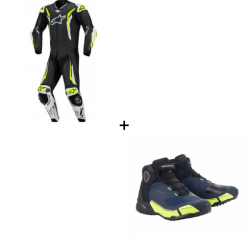Комплект кожен екип ALPINESTARS GP TECH V5 FLUO BLACK/WHITE/FLUO YELLOW - 2 части
