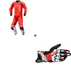 Комплект кожен екип ALPINESTARS GP TECH V5 FLUO RED/WHITE - 2 части