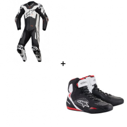 Комплект кожен екип ALPINESTARS GP PLUS V4 SPRINT BLACK/WHITE - 2 части Комплект кожен екип ALPINESTARS GP PLUS V4 SPRINT BLACK/WHITE - 2 части