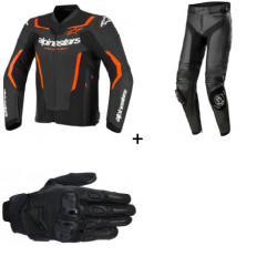 Комплект кожено яке ALPINESTARS GP FORCE V2 BLACK/RED FLUO - 3 части Комплект кожено яке ALPINESTARS GP FORCE V2 BLACK/RED FLUO - 3 части