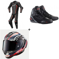 Комплект КОЖЕН ЕКИП ALPINESTARS Coveralls MISSILE V2 BLACK/FLUO RED 1PC - 3 части
