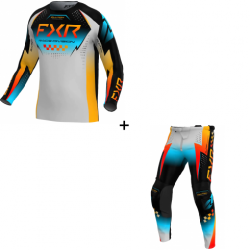Комплект мотокрос блуза FXR CLUTCH PRO MX26 GREY/SKY ORANGE - 2 части