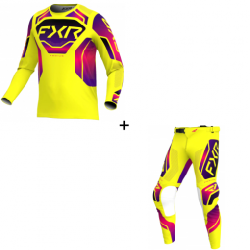 Комплект мотокрос блуза FXR PODIUM RELAY MX26 YELLOW/RAZZ BLACK - 2 части