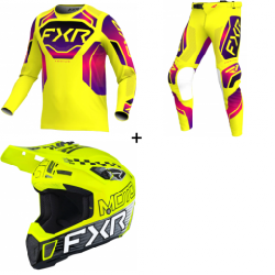 Комплект мотокрос блуза FXR PODIUM RELAY MX26 YELLOW/RAZZ BLACK - 3 части