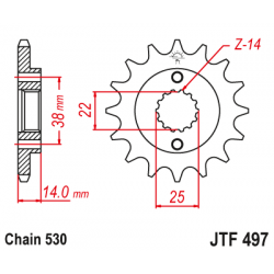 Предно зъбчато колело (пиньон) JTF497,15