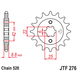 Предно зъбчато колело (пиньон) JTF276,15
