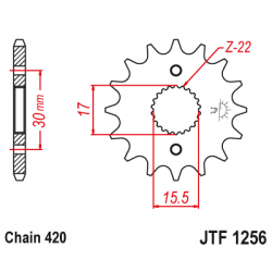  Предно зъбчато колело (пиньон) JTF1256,16