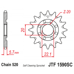 Самопочистващо се предно зъбчато колело (пиньон) JTF1590SC,13 Самопочистващо се предно зъбчато колело (пиньон) JTF1590SC,13
