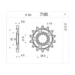 Предно зъбчато колело (пиньон) TROFEO 367193Z13 Предно зъбчато колело (пиньон) TROFEO 367193Z13