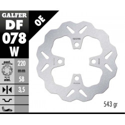 Преден спирачен диск Galfer WAVE FIXED 220x3,5mm DF078W