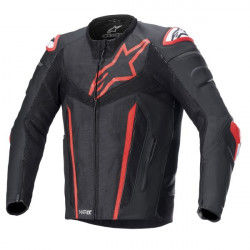 Кожено яке ALPINESTARS FUSION BLACK/FLUO RED