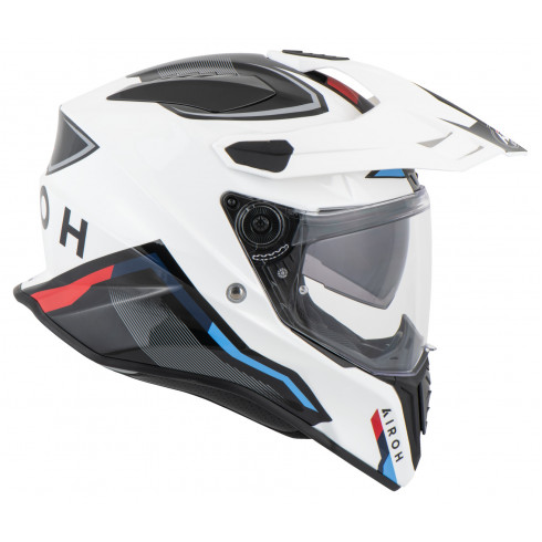AIROH Casco Commander Factor White Gloss XS, Modulabile HPAC, Visiera E Frontino Inclusi, Omologato ECE 2205, Peso 1430g - 3