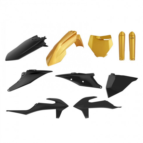 Комплект пластмаси POLISPORT Full Plastic kit KTM SX/SX-F/XC/XC-F (2019-22) Black/Gold Комплект пластмаси POLISPORT Full Plastic kit KTM SX/SX-F/XC/XC-F (2019-22) Black/Gold