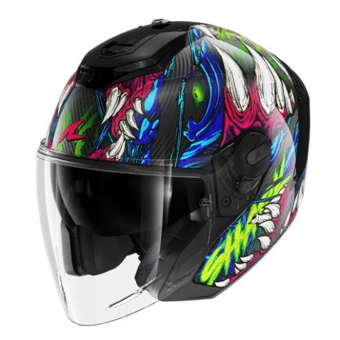 Скутерова каска SHARK RS JET CARBON SHAYTAN Black Green Violet Скутерова каска SHARK RS JET CARBON SHAYTAN Black Green Violet